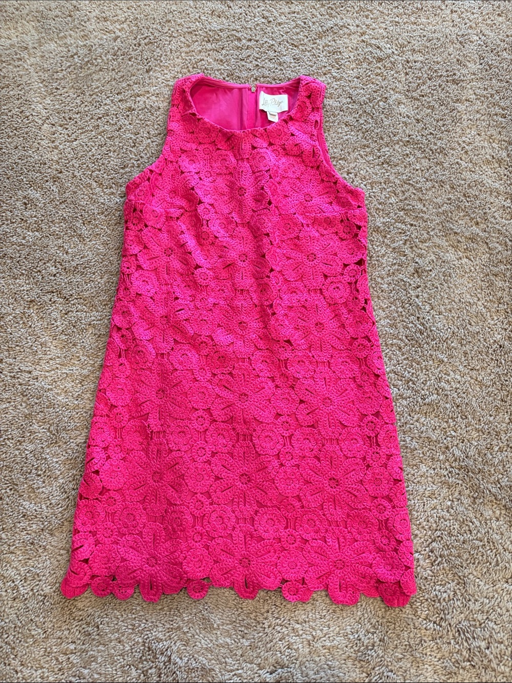 Lilly Pulitzer Pink Crochet Shift Dress
